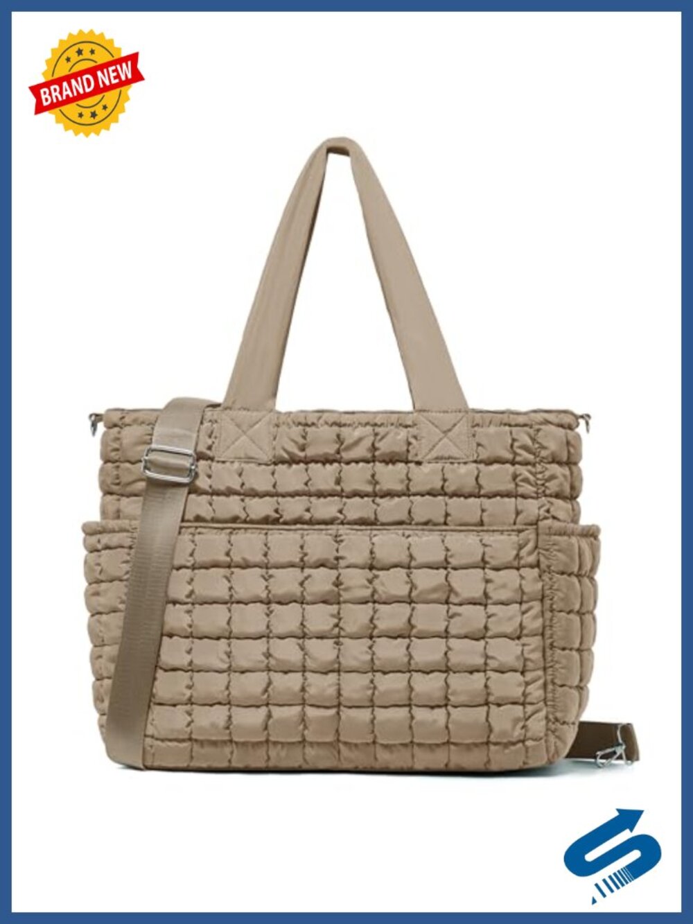 Large Quilted Puffer Tote Bag Lightweight Shoulder Crossbody Bag